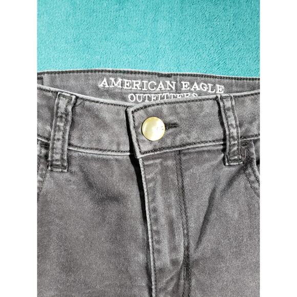 American Eagle Jeans Size 10 Long Womens Black Stretch Pants Mid Rise Jegging - Picture 6 of 13